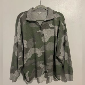 Aerie size L camo quarter zip sweatshirt